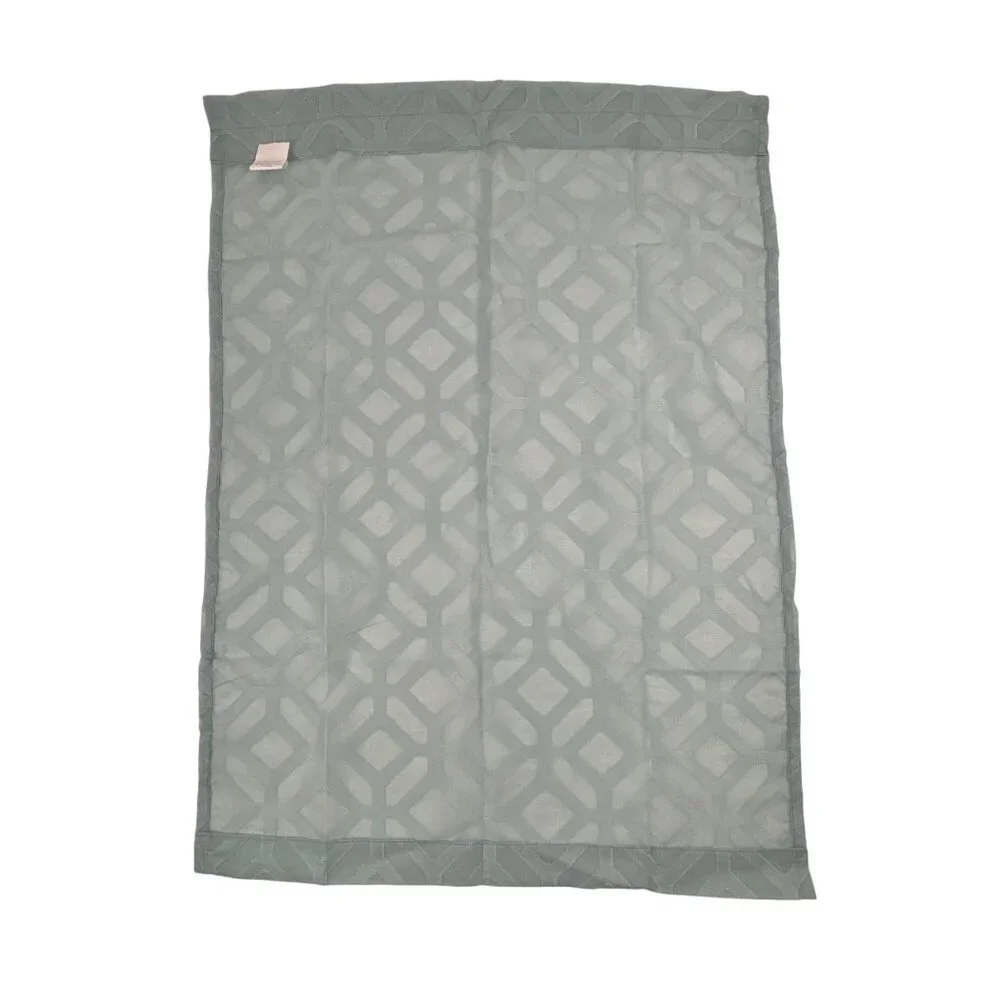 Porch & Den Orchaedia Trellis Pattern Tier Pair Light Aqua Sheer Curtains